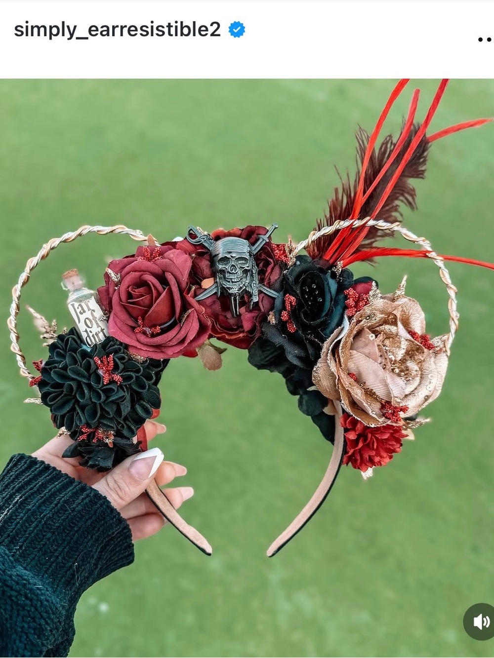 Disney HandMade Floral Light Up Pirate Ears